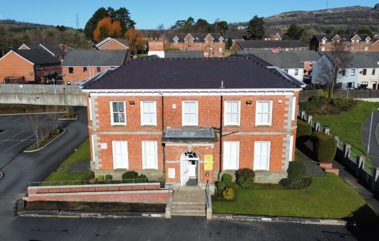 Aerial view of the front of Cloona House